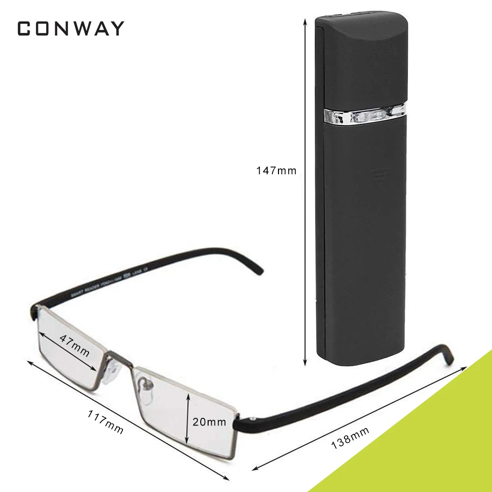 Conway, полуоправа, очки для чтения, портативный чехол, полуоправы, для мужчин и женщин, легкие, TR90, очки для чтения, прямоугольные
