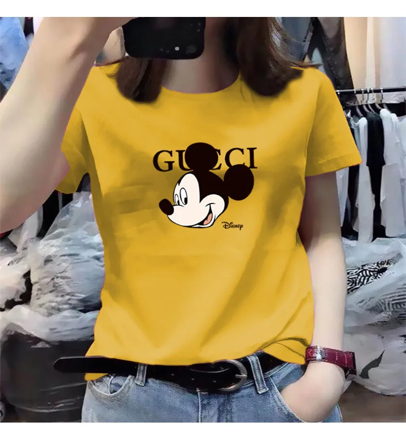 DISNEY women t-shirt Mickey short-sleeved T-shirt women's summer 2020 new slim body femme t-shirts Mickey Mouse top 6 color
