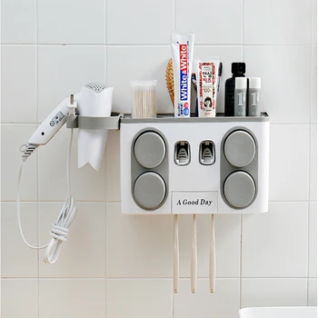 

Automatic Toothpaste Tooth Brush Holder Dispenser Toothbrush Holder Toothbrush Wall Mount Stand Bathroom storage box