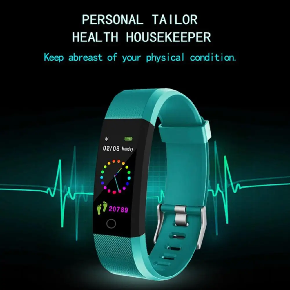 

Heart Rate Blood Pressure Monitor High Brightness Colorful Screen Smart Bracelet Wristband fitness tracker Smart Band