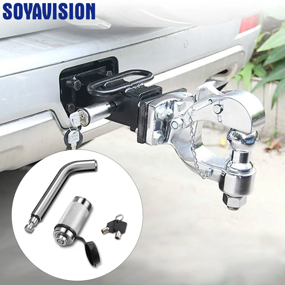 

5/8'' Universal Car Back Trailer Locking Hitch Pin with Double Keys Rubber Cap Lock Kit for Trailer Trailer Coupler Lock