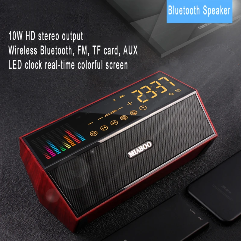 Портативный деревянный НЧ-динамик классический ретро Bluetooth динамик громкий динамик Supprot TF USB AUX fm-радио светодиодный музыкальный Саундбар беспроводной