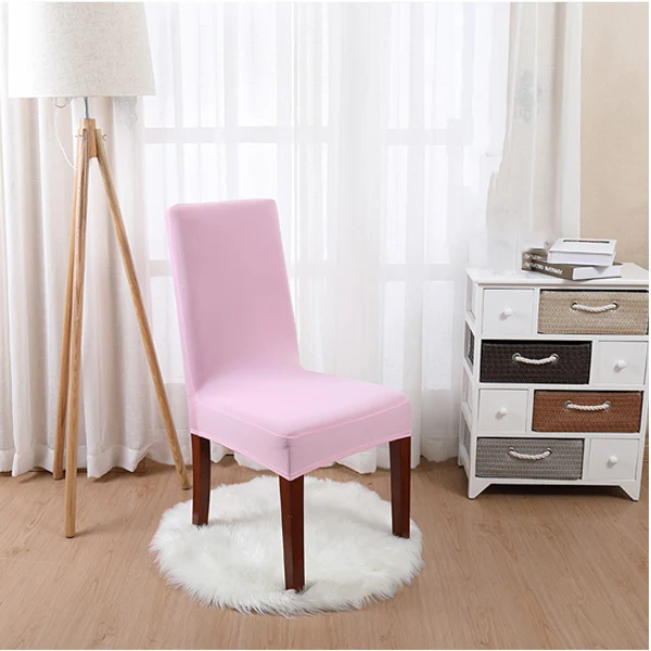 Light Pink Роскошные Однотонные эластичные Чехлы для обеденных стульев из спандекса, чехлы для гостиной, дома, вечерние, свадебные, декоративные чехлы для стульев - Цвет: Light Pink