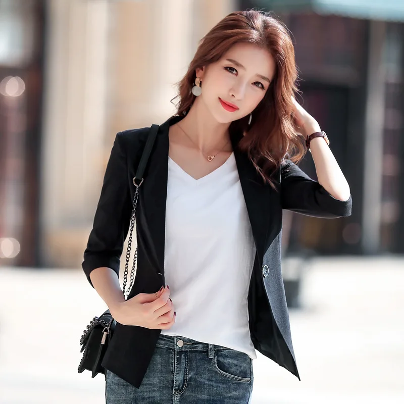 

Small Suit Coat Women's Casual Thin Cotton Linen Suit 2019 Spring And Summer New Style Korean-style Fashion Elegant Three-quarte