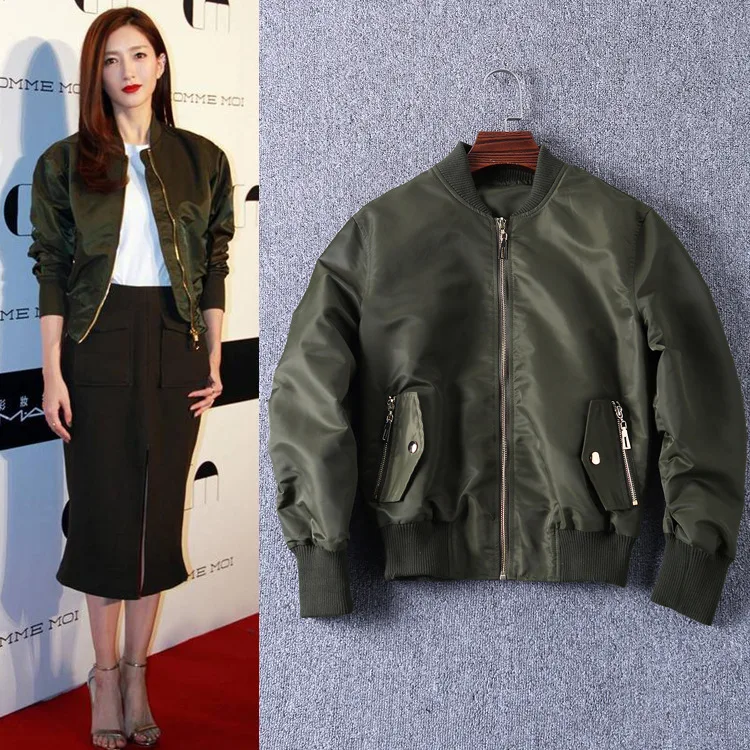 

Ozhouzhan Fall And Winter Clothes New Style WOMEN'S Dress Pilots Open Front Long-sleeve Zipper Loose-Fit Baseball Jacket Short C