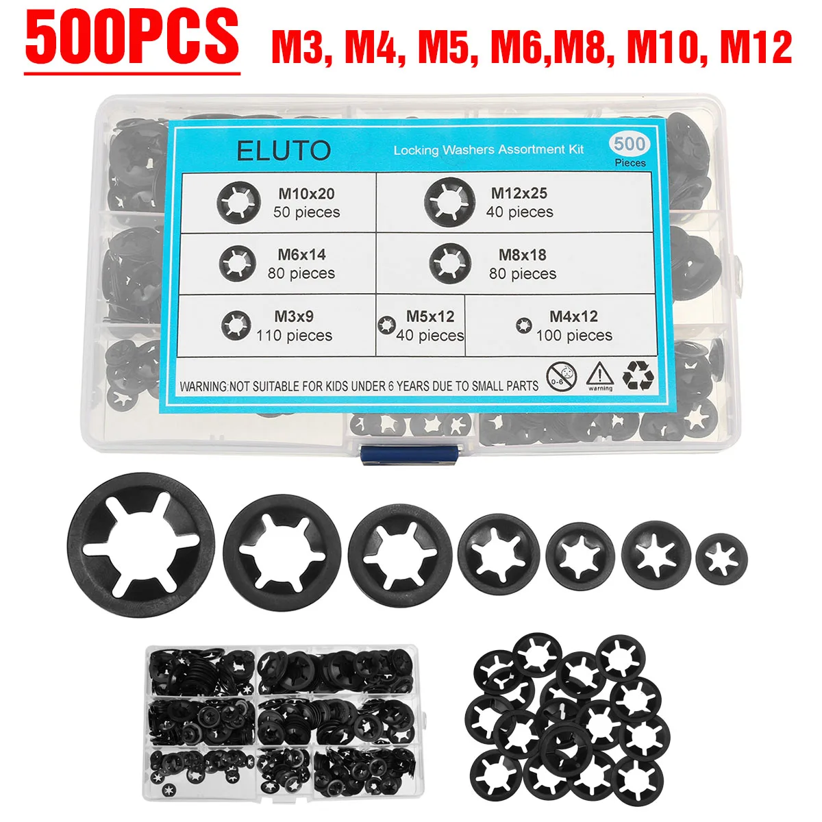 Push on Lock Washers Speed Clip Fastener Assortment Kit M3 M4 M5 M6 M8