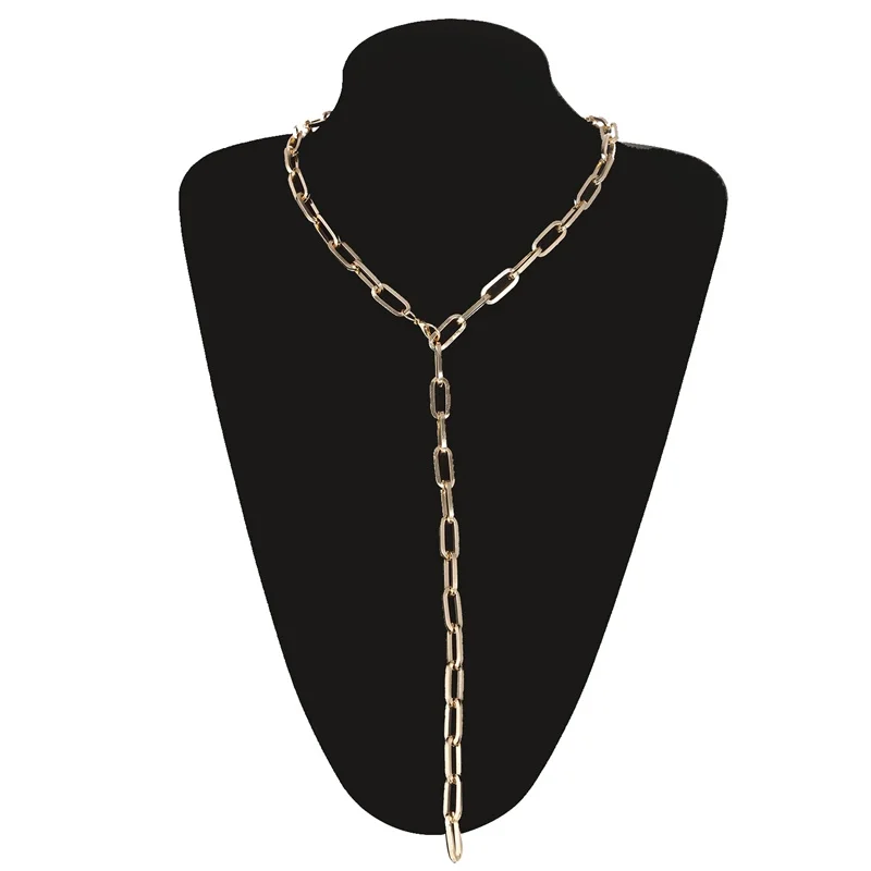 Трендовое ожерелье на цепочке модное длинное ожерелье для женщин ювелирные изделия на цепочке серебро/золото/черный цвет - Окраска металла: gold
