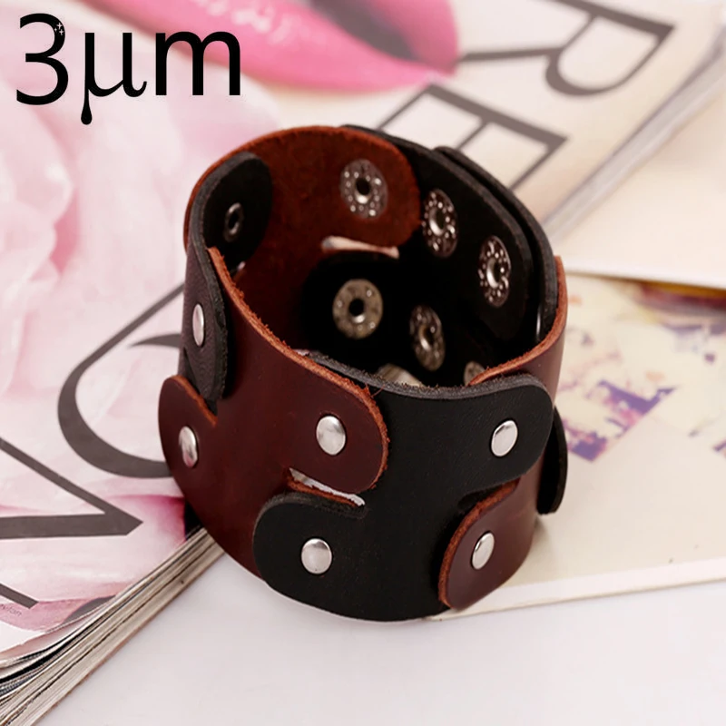 

3UM New Pattern Leather Bracelet Bangle Bracelet Leather Men Bracelet Vintage For Men 24.5CM