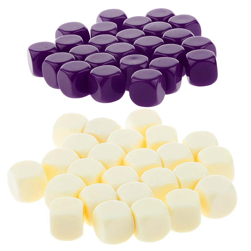 50pcs Opaque Blank Dice D6 Replacement Dices for D&D RPG MTG Party Board Game Casino Supplies