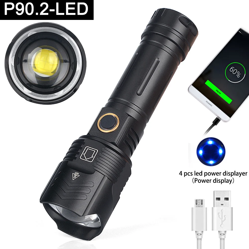 XHP90.2 самый мощный светодиодный фонарь Перезаряжаемый USB тактический ручная лампа