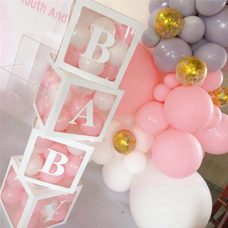 26 Letter Transparent Balloon Box Latex Macaron Balloon Box Baby Shower Wedding Christmas Decorations For Home Party Decoration