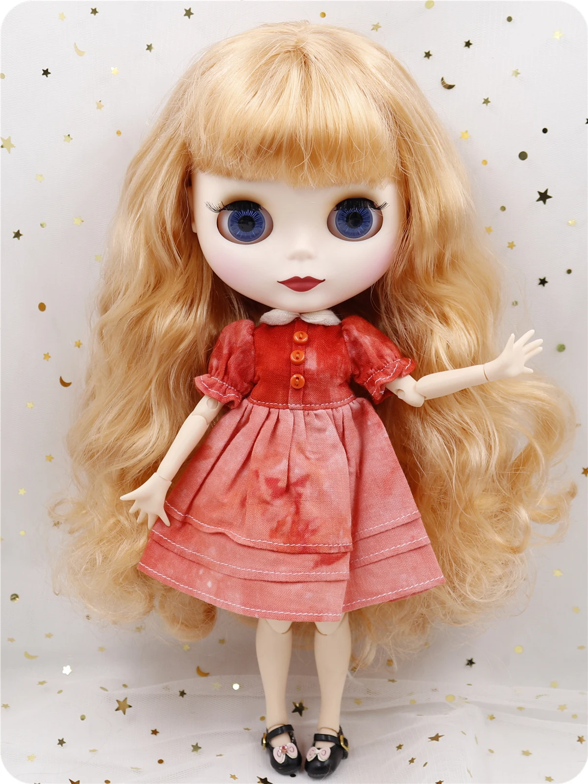 Cora - Premium Custom Neo Blythe Boneca com cabelo loiro, pele branca e rosto fofo fosco 1