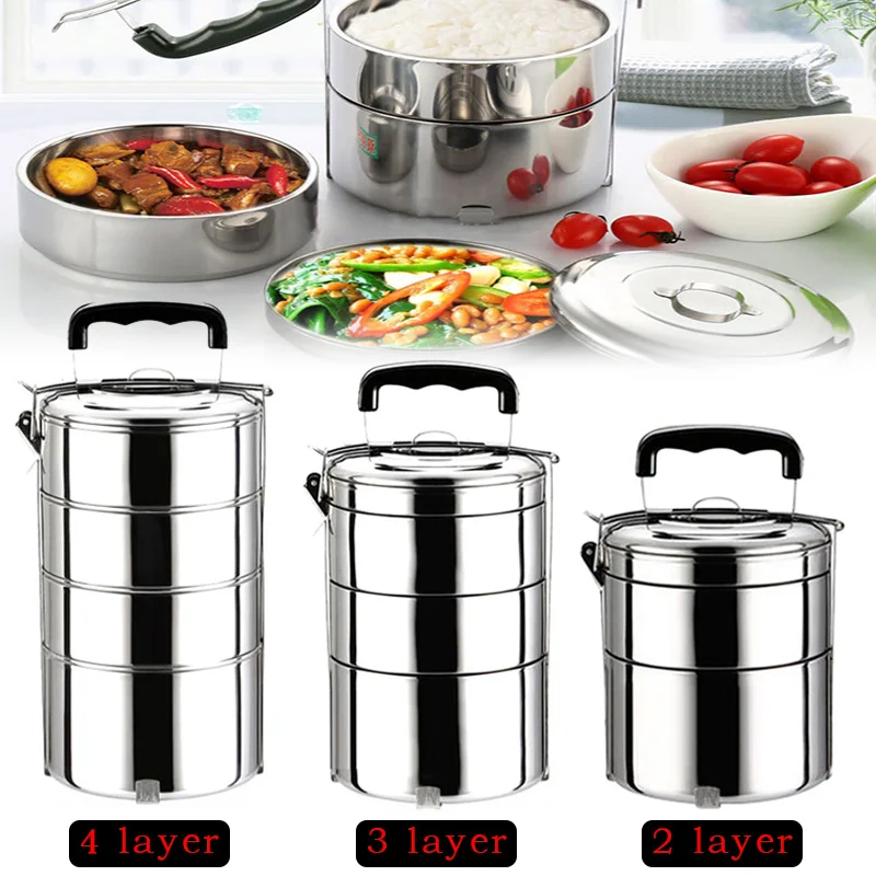

2/3/4 Layer Stainless Steel Detachable Food Container Lunch Box Storage Bucket Tool Part Accessories