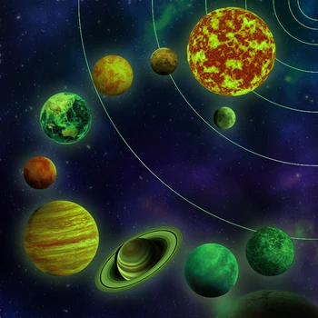 

The Universe Planet Galaxy Kid Room Bedroom Luminous Wall Stickers Ceiling Decals Decoration Solar System Fluorescent Wall Decor