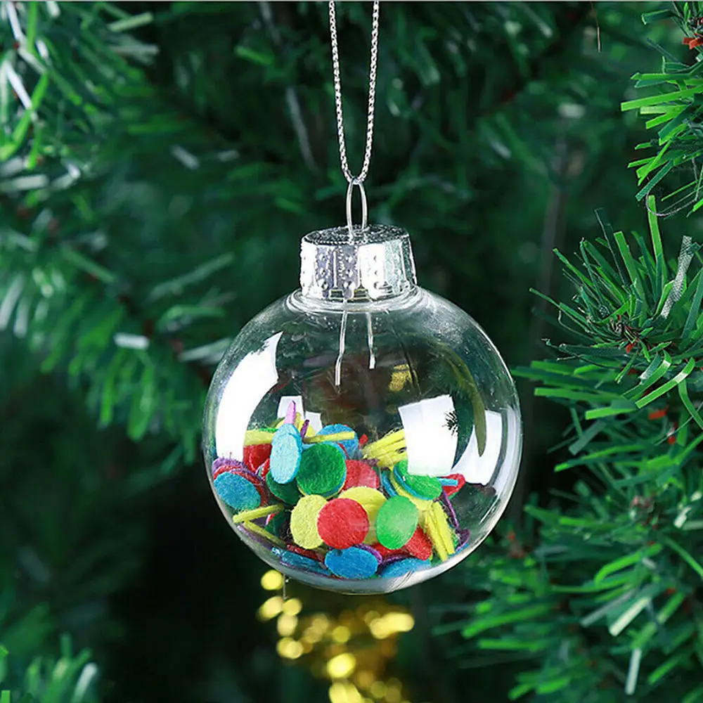 12pcs Plastic Clear Transparent Ball Open Bauble Christmas Tree Ornaments Gift Pendant DIY Decoration