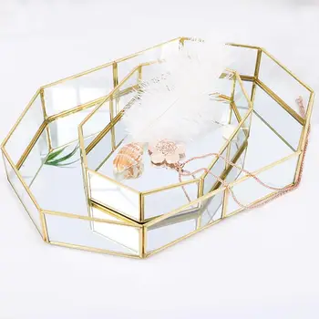 

Glass Storage Tray Cosmetic Tray Girl Birthday Gift Lipstick Nail Polish Jewelry Display Stand Makeup Brush Storage Organizer