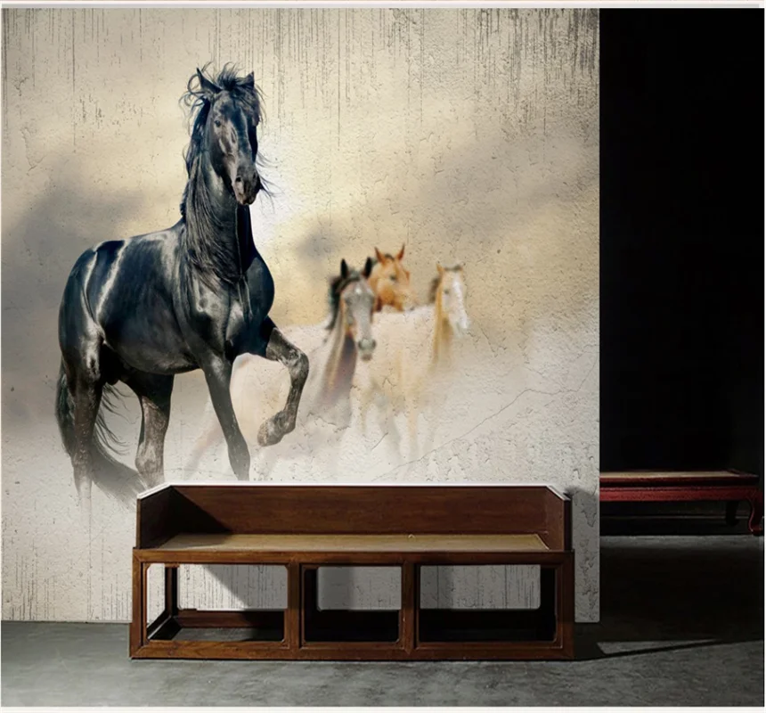 

Milofi Modern simple running horse map personality wallpaper Nordic back sofa bedroom custom mural 8D waterproof wall cloth