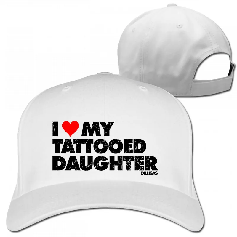 I Love My Tattooed Daughter, винтажная бейсбольная кепка с потертостями для мужчин и женщин, Кепка для водителя грузовика, модная Регулируемая Кепка - Цвет: 1-White