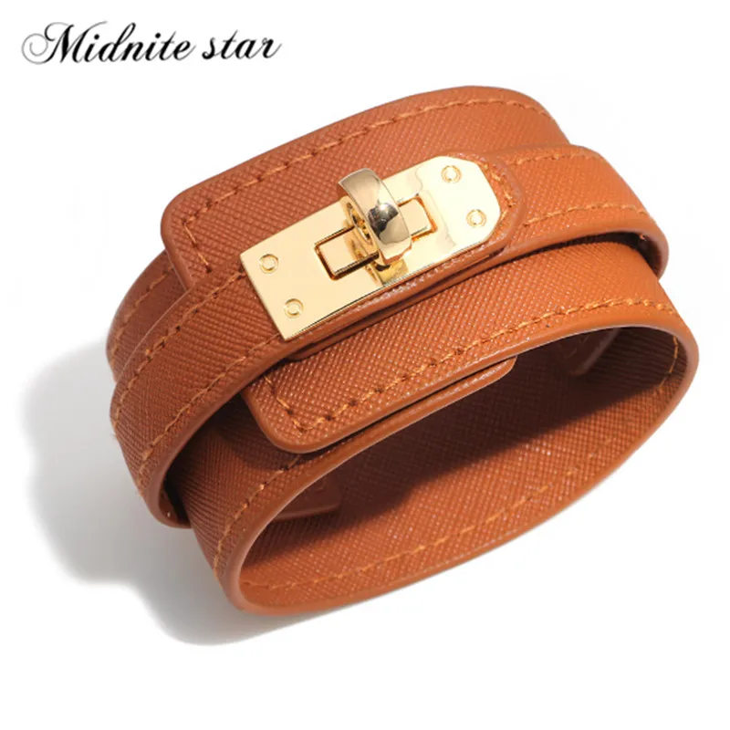 

2020 Fashion Leather cowhide Stainless Steel Personality Handmade Woman Wrap Bracelets Women Jewelry Accessories Gift