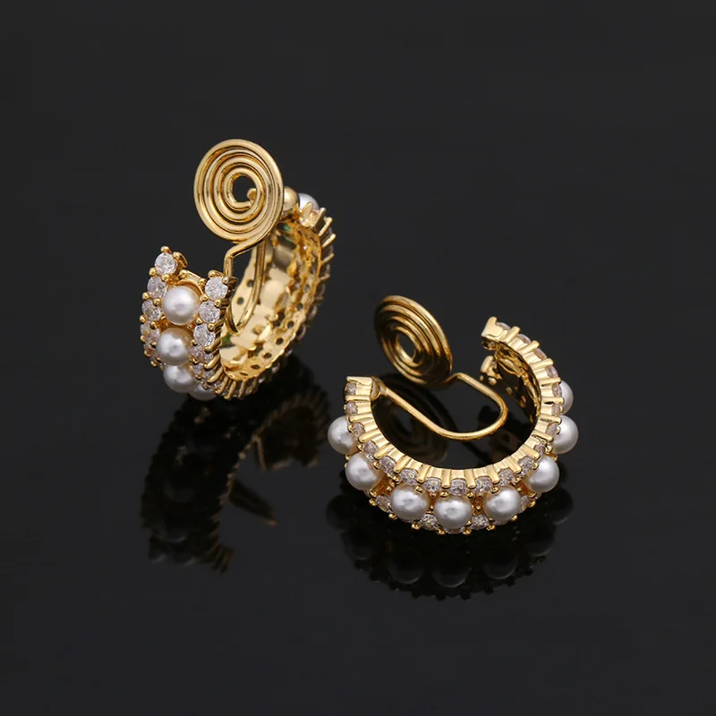 Zircon Earrings Ear Clips Stud Mosquito Coils Ear Clip Pierced Ear