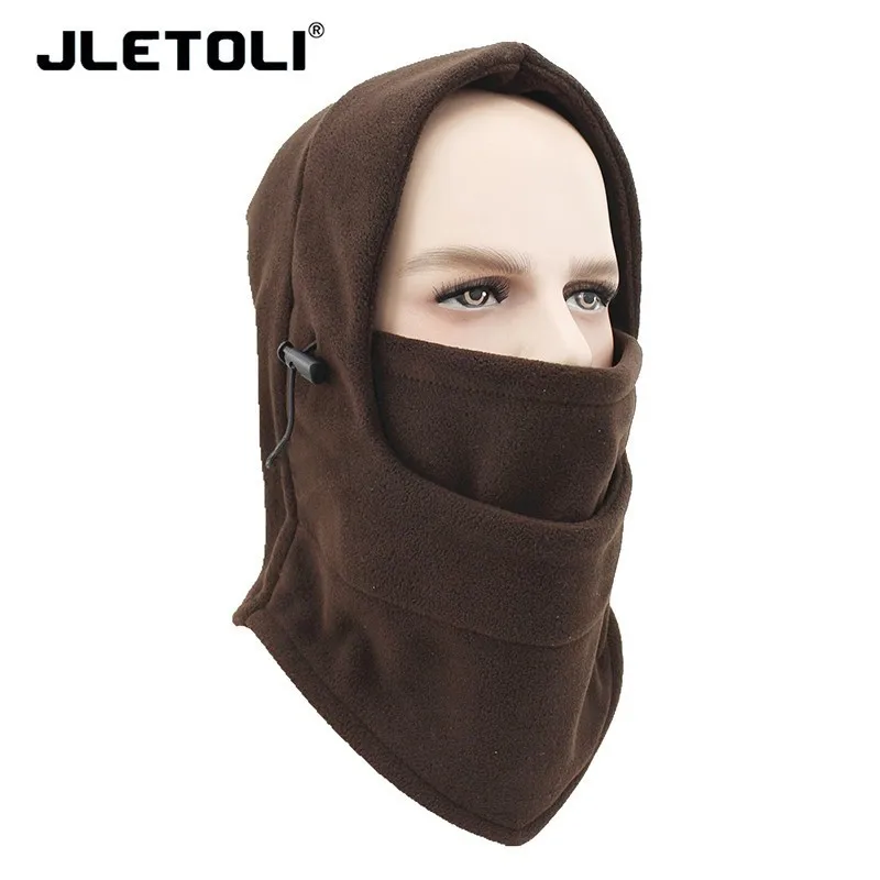 JLETOLI Открытый Осень Зима ветрозащитный флис теплый Facemask лыжный головной убор с капюшоном шапка Велоспорт езда обучение маска - Цвет: coffee