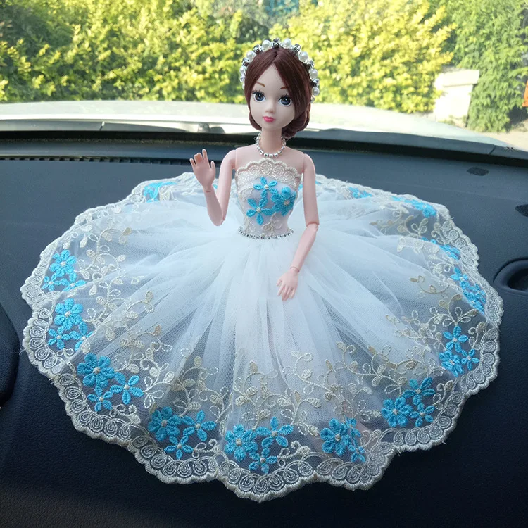 Авто assessoires с принтом «машинка» для маленьких торжественное платье автомобиля Баши кукла автомобильное украшение-кукла белого и голубого цвета, платье