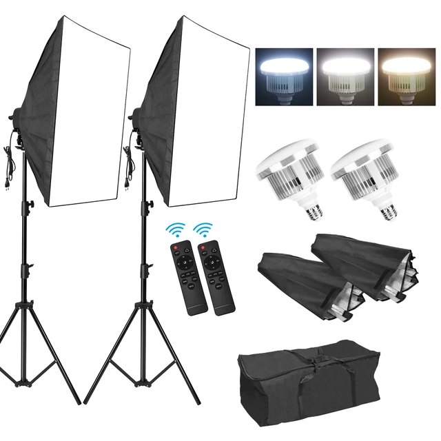Kit d'éclairage pour Studio Photo, boîte à lumière avec ampoule LED de  135W, boîte à lumière 50x70cm pour enregistrement vidéo et Photo de  Portrait - AliExpress