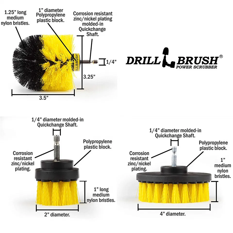 Prostormer 3 шт./набор, щетка для скруббера, электрическая дрель, щетка для чистки, набор, беспроводная щетка для скраба, набор для чистки