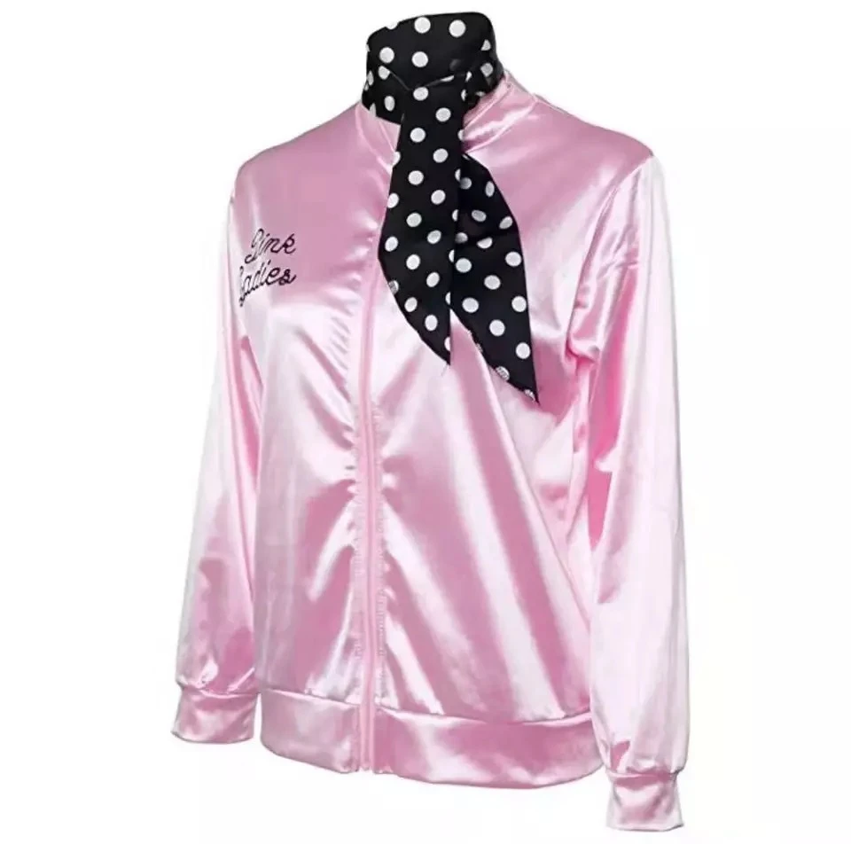 price reduction  Pink Lady Retro Vintage Women Girl 50s Jacket Women Fancy Grease Costume Cheerleader Baseball Jacke