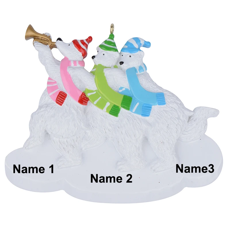 Polar Bear Family of 3 Polyresin Glossy Personalized Christmas Tree Ornament for Home Decorations | Дом и сад