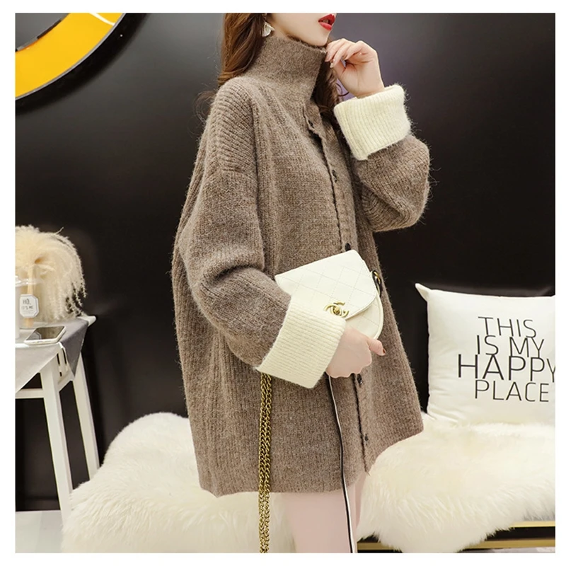 

2021 New Women Harajuku Sweater and Jumpers Long Sleeve Patchwork Pull Jumpers Oversized Knit Long Sweaters tops women 2020