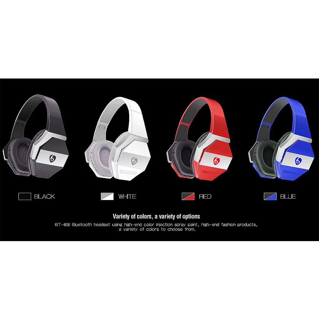 BT-606 Stereo Earphone Wireless Headband Gaming Card Radio Bluetooth Headset