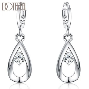 

DOTEFFIL 925 Sterling Silver Water Drops/Raindrop Zircon Earring For Women Lady Wedding Engagement Party Fashion Jewelry