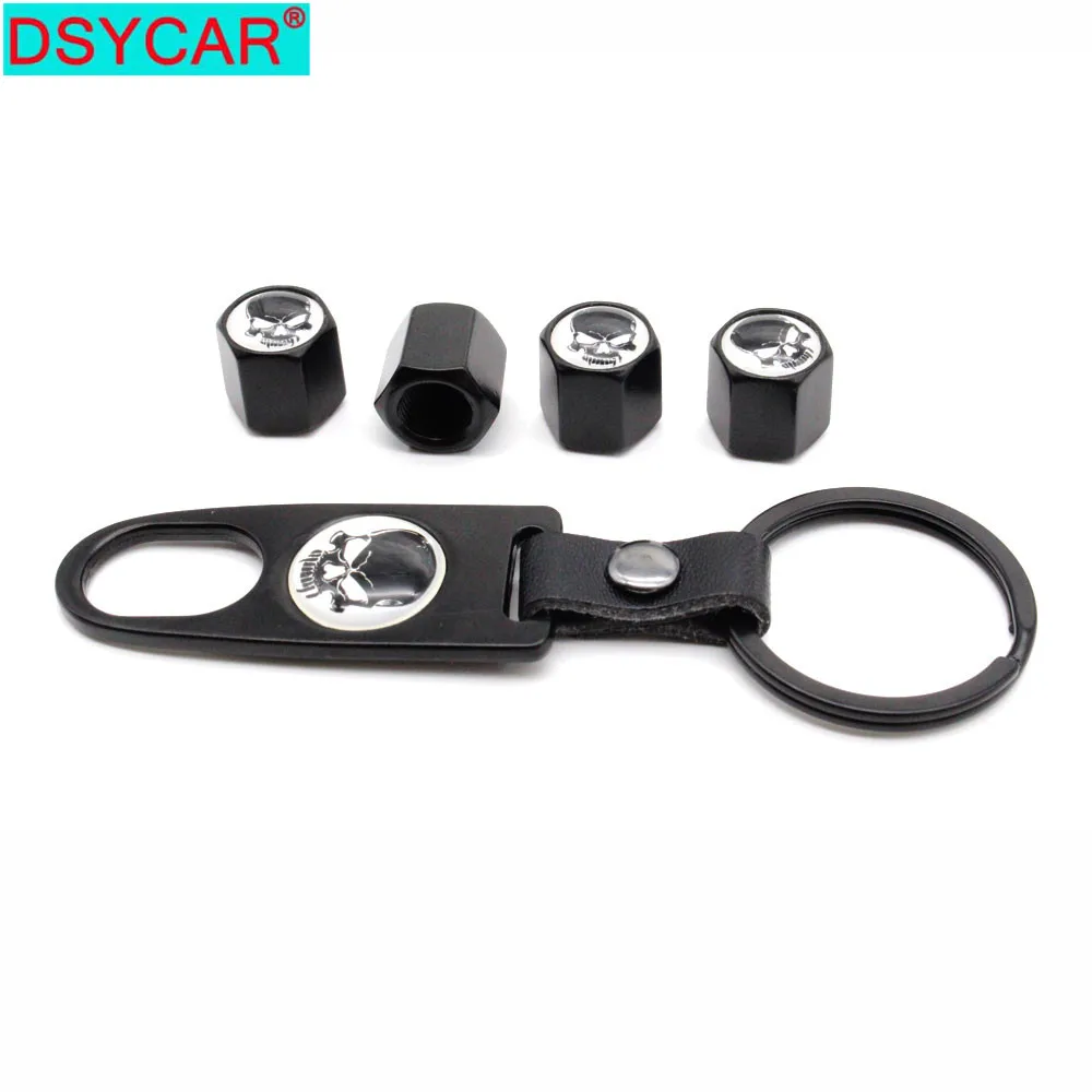 

DSYCAR 1Set Zinc Alloy Anti-theft Car Wheel Tire Valve Caps Stem Air + Leather buckle Wrench Auto Car Wheels Tires Parts