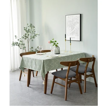 

Three-dimensional printing jacquard wave pattern cotton and linen tablecloth herringbone diagonal cotton and linen yarn-dyed J