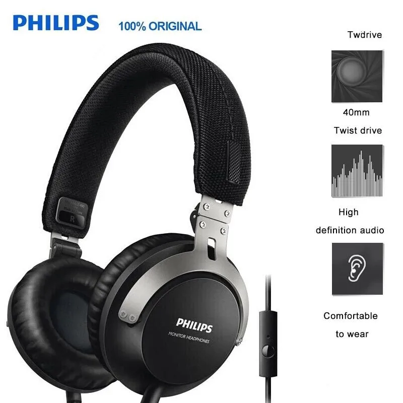Philips SHL3565 профессиональный бас-наушник с проводным управлением шумоподавление оголовье стиль для Galaxy 8 официальная проверка