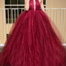 Бальное платье с высокой горловиной, фатиновое платье с открытой спиной и открытой спиной, торжественное праздничное платье для выпускного, большие размеры