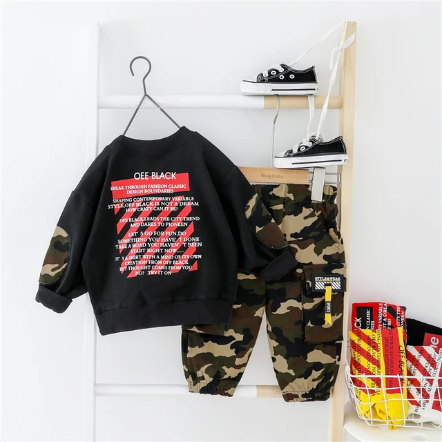 US $10.47 HYLKIDHUOSE 2020 Spring Baby Boys Clothing Sets Sports T Shirt Camouflage pants Toddler Infant Clot