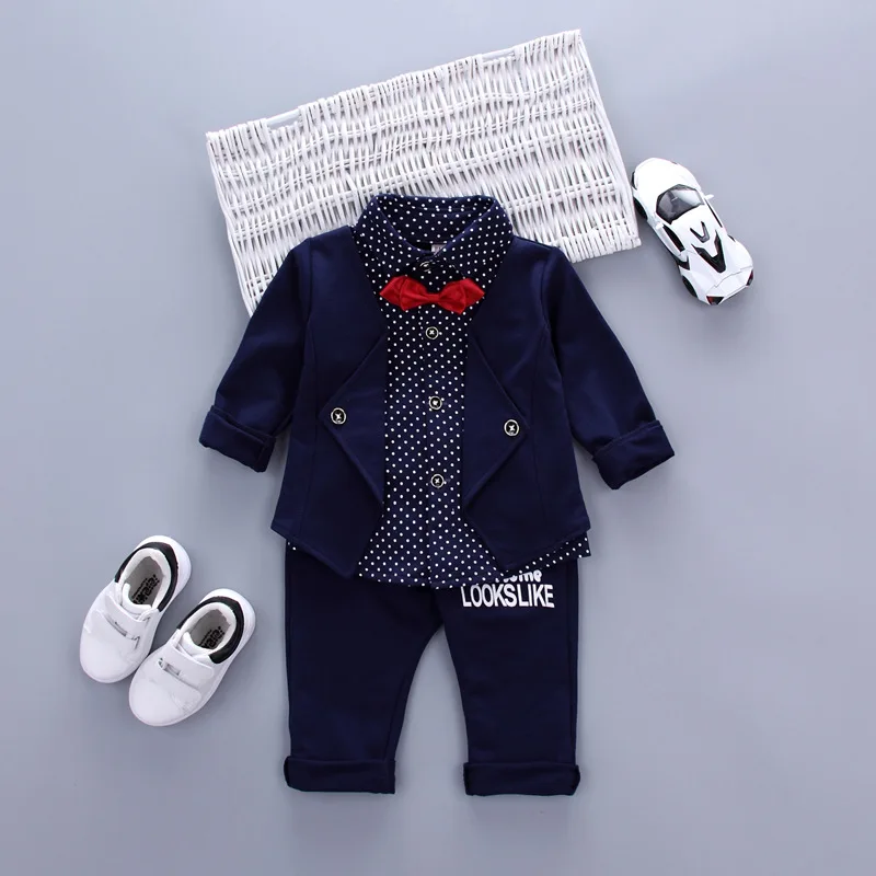 

2019 Spring And Autumn New Style British-Style Small CHILDREN'S Boys' Clothes Set Mock Two-Piece Case Shirt Case Hot Selling