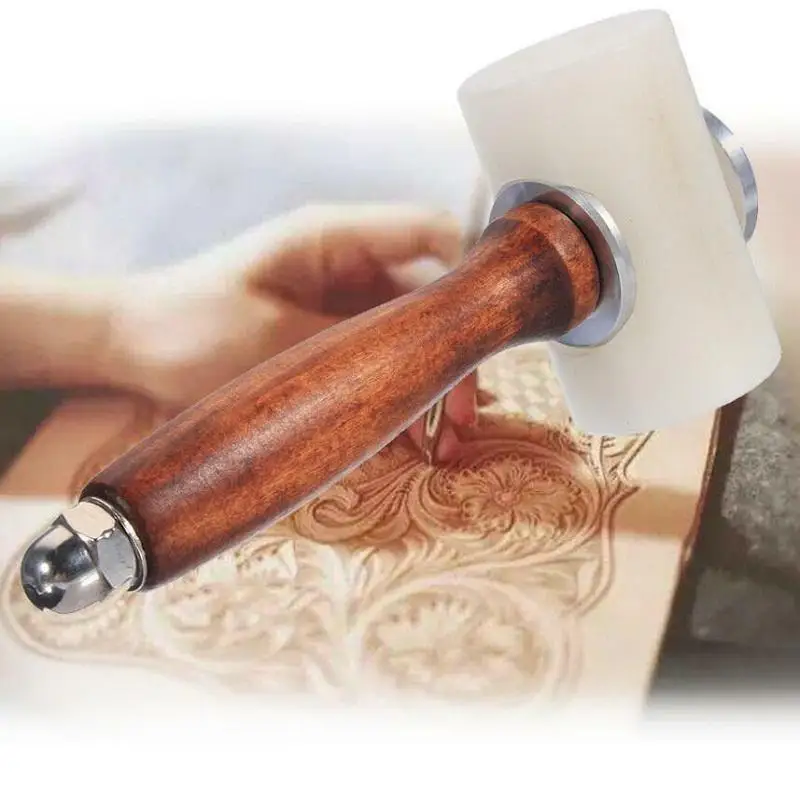 Т-образный молоток нейлоновый молоток резьба молоток сшить DIY кожаный инструмент для воловьей кожи Комплект с деревянной ручкой ручной инструмент для ювелирных изделий
