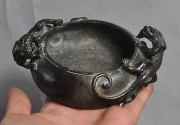 

---524+++old chinese bronze brave troops pixiu dragon beast statue Incense Burner Censer