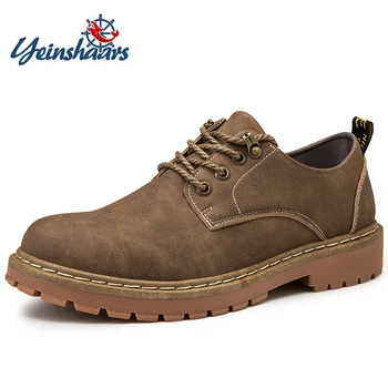 

YEINSHAARS Men's Oxford Shoes Men Casual Leather Shoes Work Safety Shoes Classic Comfortable Casual Tooling Shoes Ankle Botas