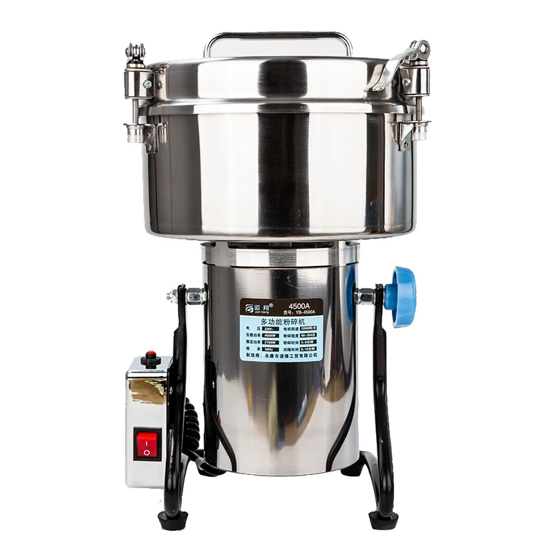 4500G Commercial Grain Grinder High Speed 4500W Cereals Medicinal Materials Spices Powder Crusher Stainless Steel Coffee Grinder