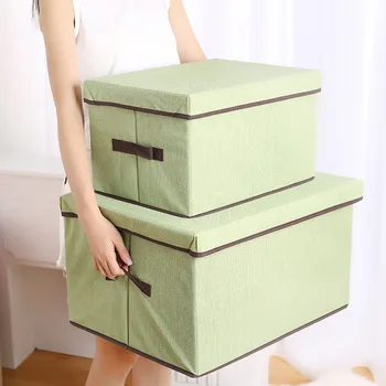 

Two-piece Simple Non-woven Folding Storage Box With Lid Clothes Fabric Children's Toy Storage Box High Capacity 38*25*25cm
