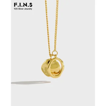 

F.I.N.S Unique 925 Sterling Silver Necklace Korean Fashion Uneven Circle Round Necklace Pendants for Women 925 Silver Jewelry