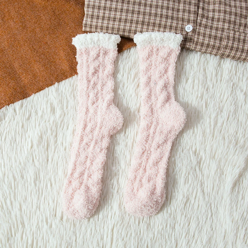 Осенне-зимние новые женские мягкие и теплые удобные носки-тапочки из кораллового флиса - Цвет: 6