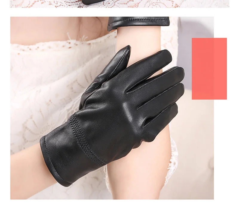 Мужские и женские модные перчатки из натуральной кожи тонкие/толстые плюшевые зимние теплые овчины Полный Палец Сенсорный экран перчатки