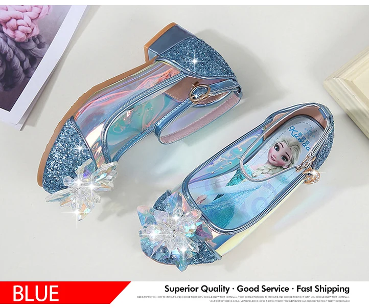 Diamond Shining Sequined Girls Sandals Fashion Anna Elsa Princess Dancing Party Children Shoes Rhinestone Leather Kids Shoes 594 (3)