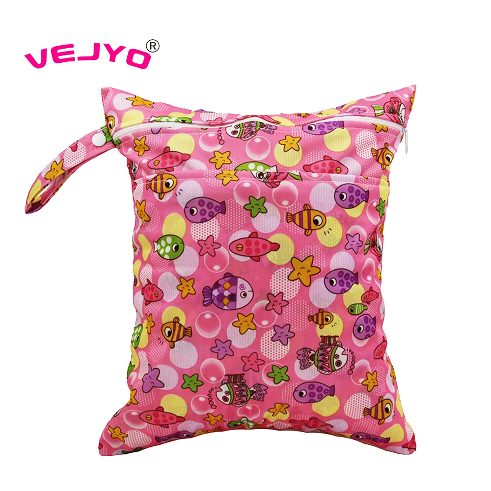

Double Pockets Waterproof Zipper Bags Portable Multifunctional Fashion Print Baby Cute Girl Designer Diaper Bags Mom Wet Bag