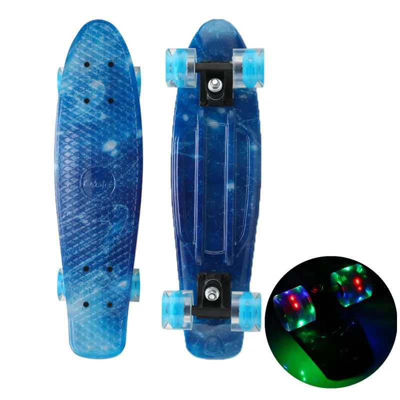 Скейтборд Pennyboard мини круизер светодиодные светящиеся колеса пластиковый Galaxy